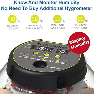 12 Egg Incubator with Humidity Display, Egg Candler, Automatic Egg Turner, for Hatching Chickens