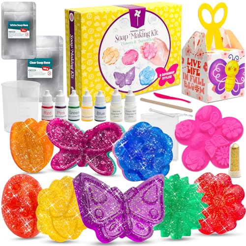 Pinwheel Crafts DIY Soap Making Kit for Kids Ages 5-12 16 Flower Molds