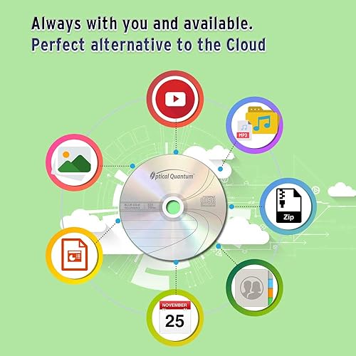 Miniatura 5 de Optical Quantum Blue AZO CD-R 700MB 52X Disco de medios grabables para datos y música 100pk husillo caja libre de frustración