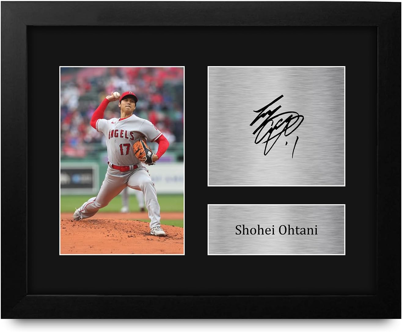 HWC Trading Shohei Ohtani Framed Gifts Printed Signed Autograph Picture for Baseball Memorabilia Fans - US Letter Size