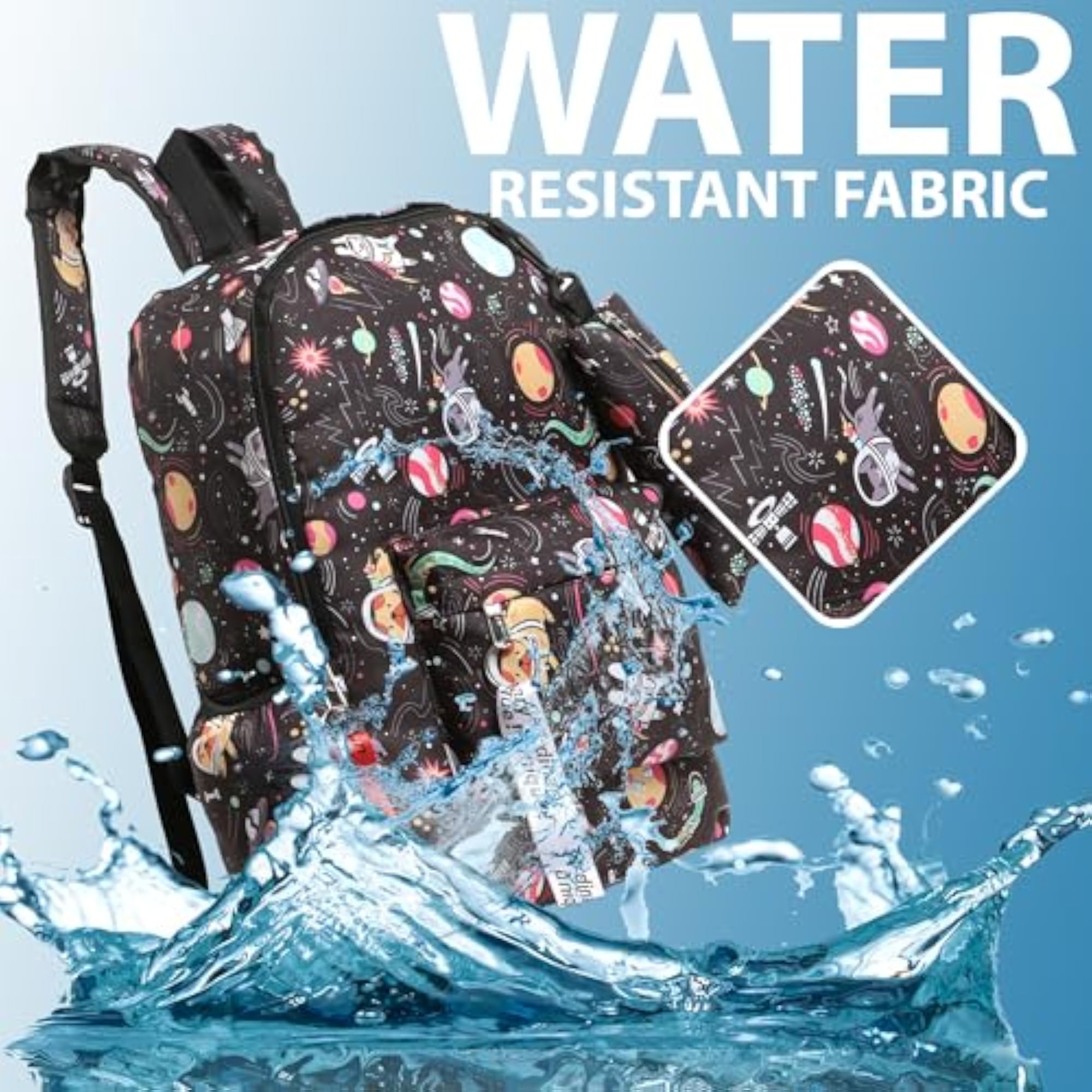 School Backpack for Teens Kids - White Camouflage Astronaut Print
