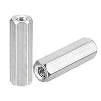 Vista 16 de uxcell Tuercas de acoplamiento M5 x 0.8 de paso de 0.787 in de longitud, 8 tuercas de acoplamiento de varilla hexagonal métrica de acero inoxidable