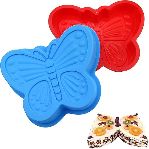 Paquete de 2 moldes de silicona 3D para tartas de mariposa, moldes para hornear pasteles con forma de mariposa, moldes para bodas, Navidad,