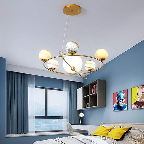 Miniatura 7 de KWOKING Iluminación moderna planeta iluminación de techo lámparas de vidrio manchado LED tierra errante techo colgante luz 6 luces lámpara lámpara