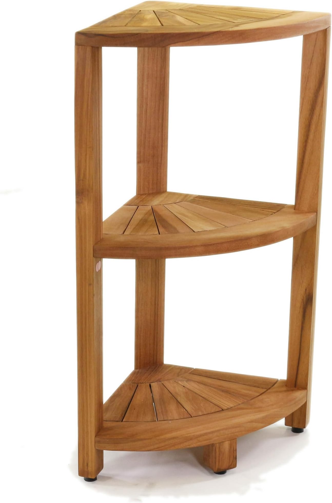 12" Kai-Petite Teak Corner Shelf Stand - Shower Stand with 3 Tier Shelf for Bathroom - Durable Water Resistant Shower Organizer - Space-Saving Storage Shelves with Anti-Slip Feet