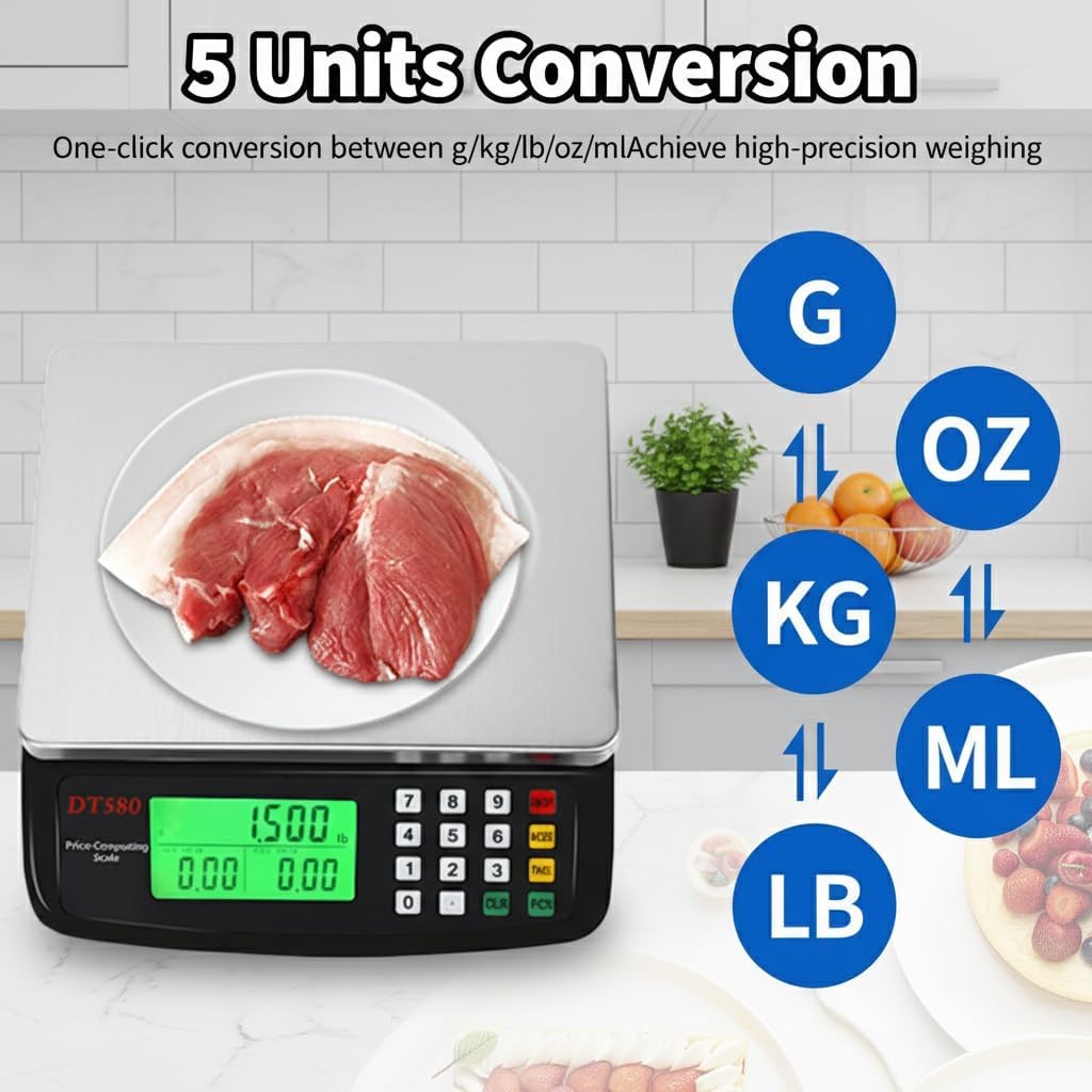Cyfrowa waga kuchenna 30 kg/66lb Commercial Food Scale Price Computing Scale with Counting & Tare Function deli Scale