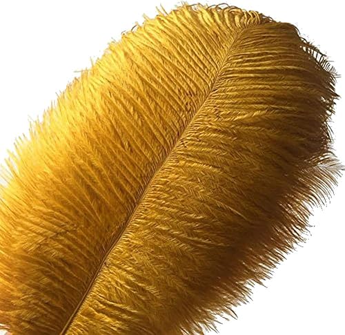 10 plumas de avestruz naturales teñidas para bricolaje, hogar, boda, fiesta, oficina, decoración (12  14 pulgadas, dorado)