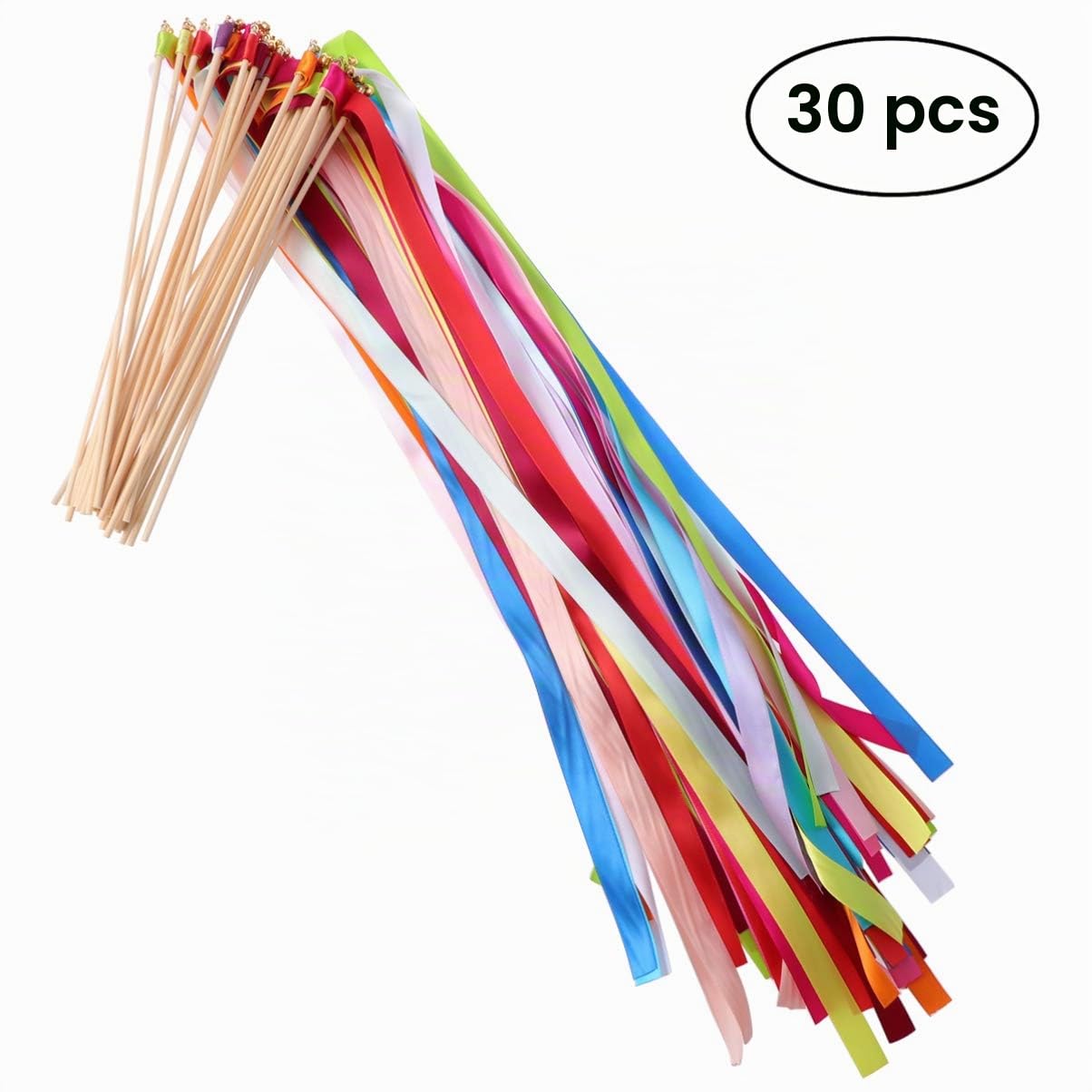 HEALLILY 50 Varitas De Boda con Cinta Y Campana Varitas De Hadas con Serpentinas De Colores Surtidos 23.62 Pulgadas para Ceremonia Recepción Fiestas Y Juegos
