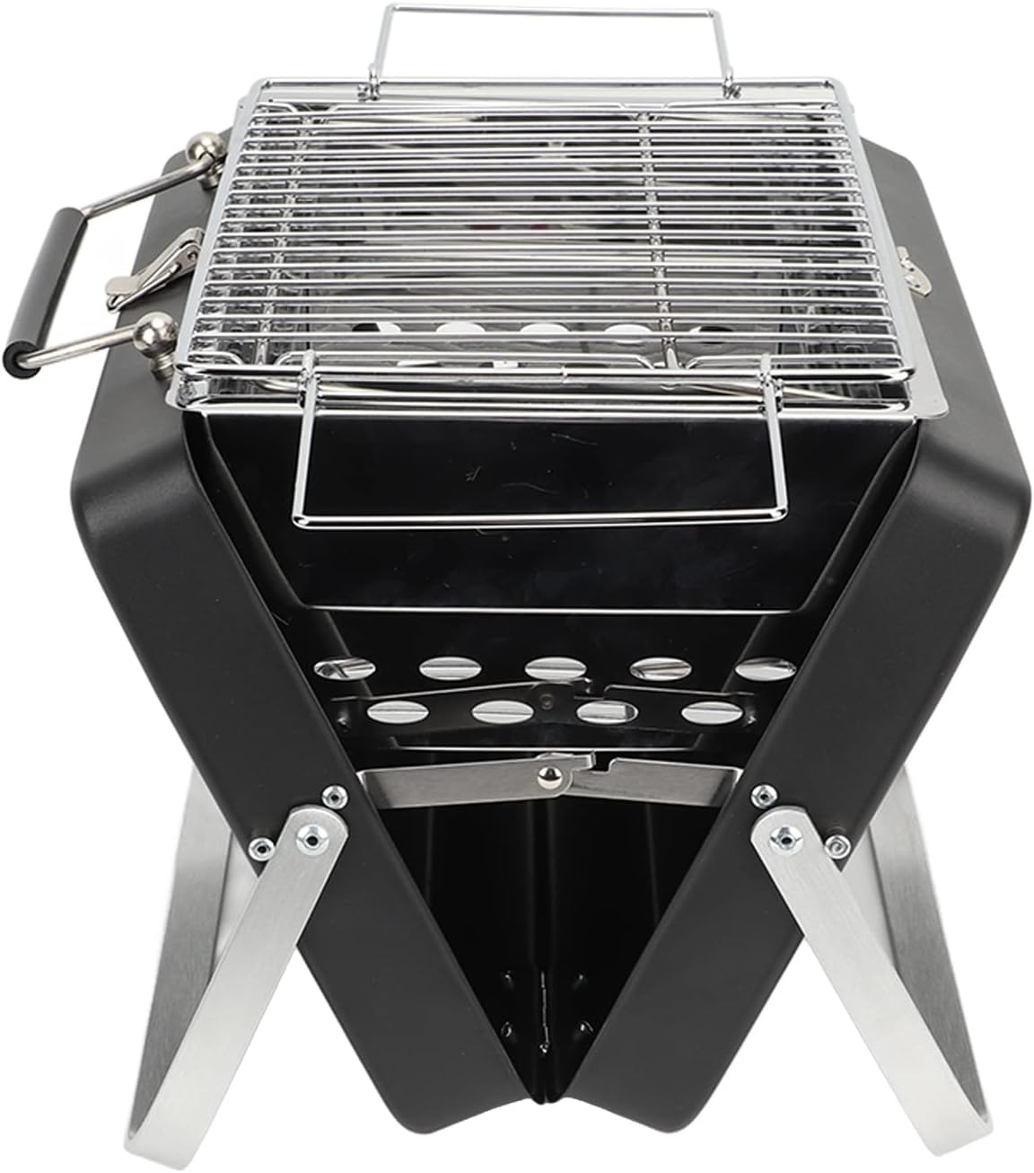 Portable Chal Grill Foldable Camp Grill for Outdoor Cooking Backyard nic High Temperature Stainless Steel Barbecue (Black) Perfect for Camping & Tailgating