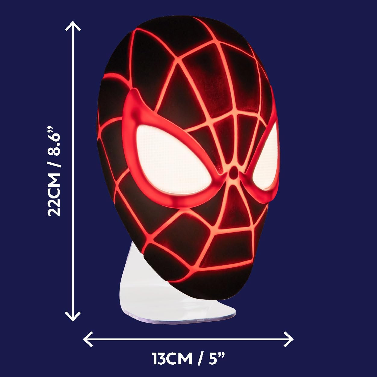 Paladone Miles Morales Spider-Man Mask LED Light – Wall-Mount or Freestanding Lamp | Official Marvel Collectible for Bedrooms, Game Rooms & Gifts