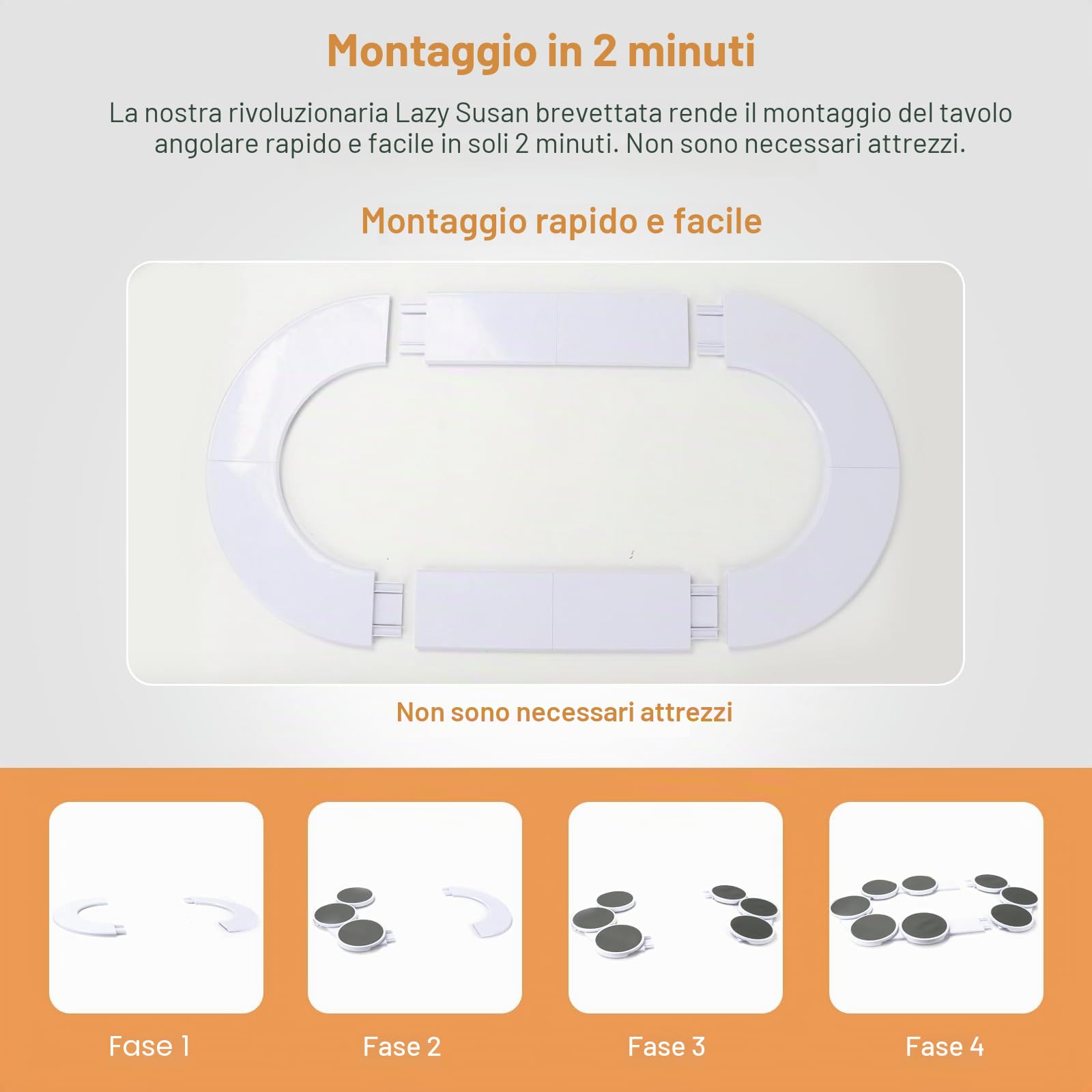 Vassoio girevole per tavolo da pranzo, piatto da portata girevole a 360°, per 8 vassoi Lazy Susan, piatto girevole per tavoli lunghi, tavolo buffet, girevole multifunzione per pasti in famiglia e