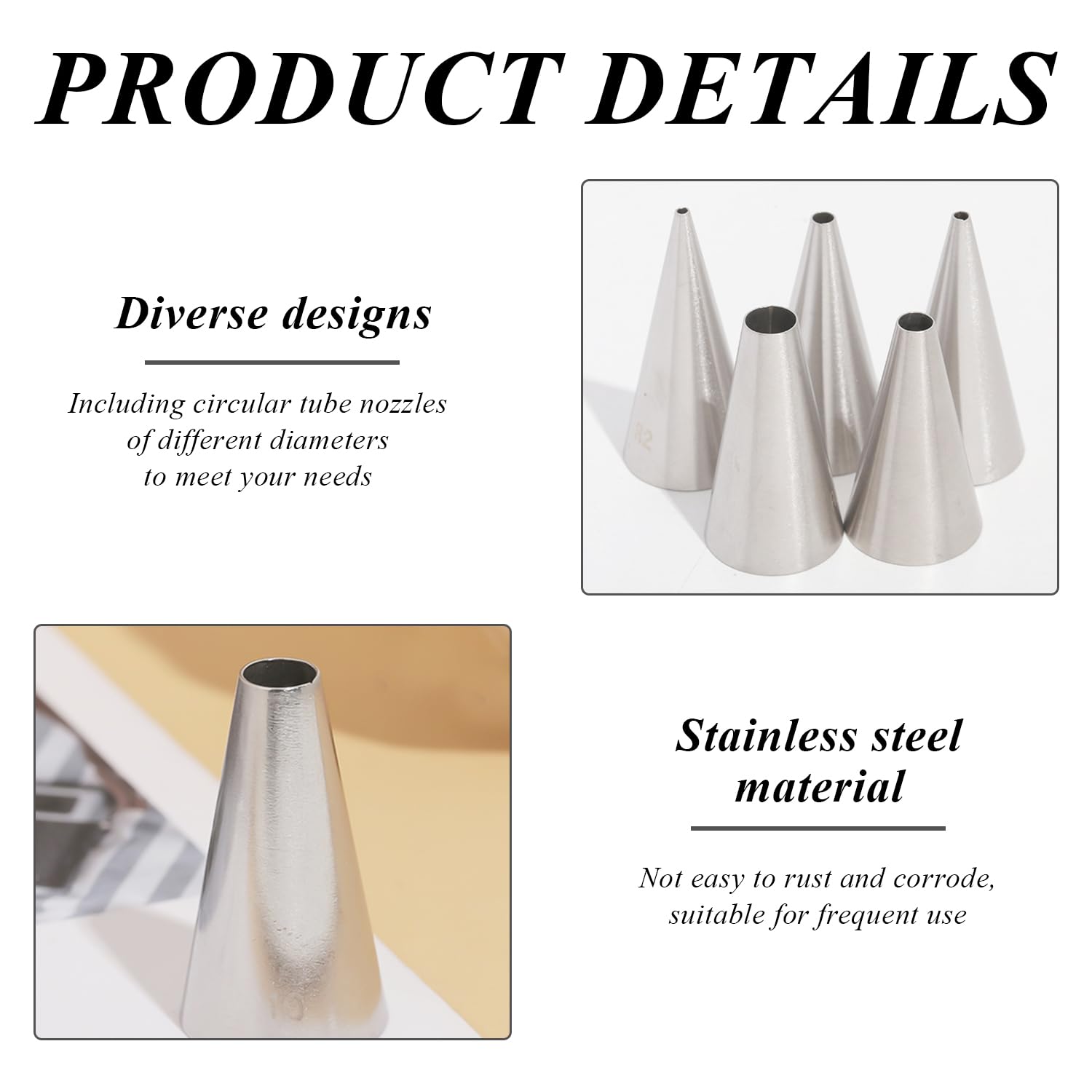 10 Stück Edelstahl Rohrtüllen - Runde Düsen 1-6mm Für Kuchen