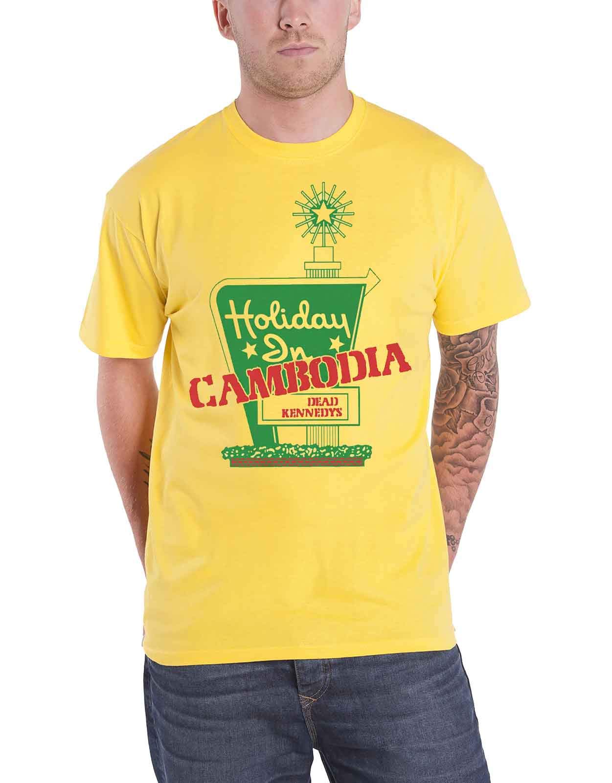 Dead Kennedys T Shirt Holiday in Cambodia Band Logo New Official Mens Yellow