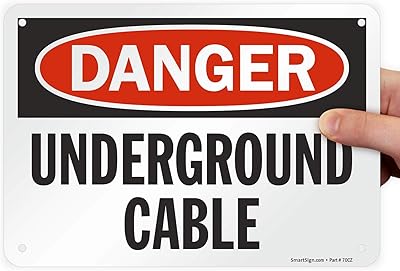 SmartSign 7 x 10 inch “Danger - Underground Cable†OSHA Sign, Digitally Printed, 55 mil HDPE Plastic, Red, Black and White