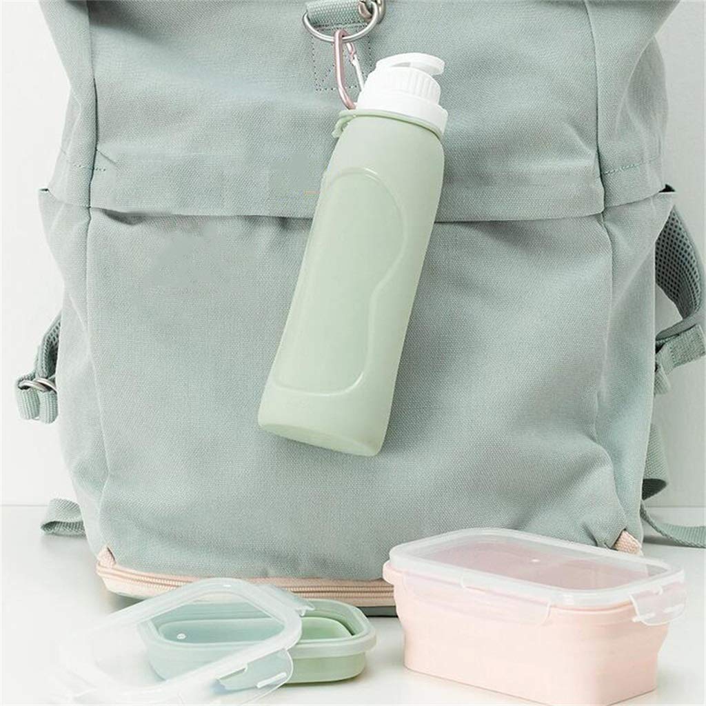 Bottiglia d'Acqua Pieghevole, 500ml Silicone A Tenuta Stagna Usato for Viaggi All'aperto Fitness, Verde