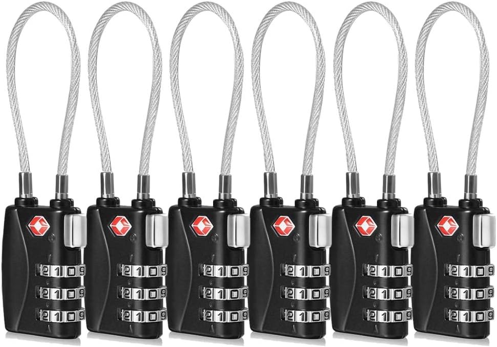 3 Digit TSA Suitcase Padlock 6 Pack