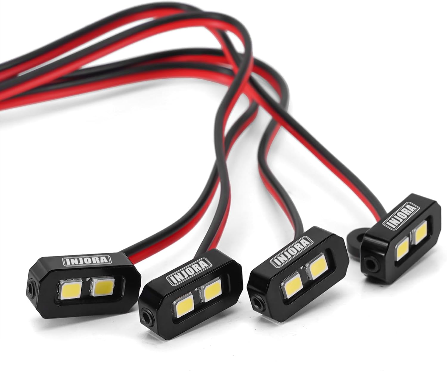 INJORA 4LED Rock Lights Kit for SCX10 TRX4 1/10 RC Crawler Upgrade(4LED White)