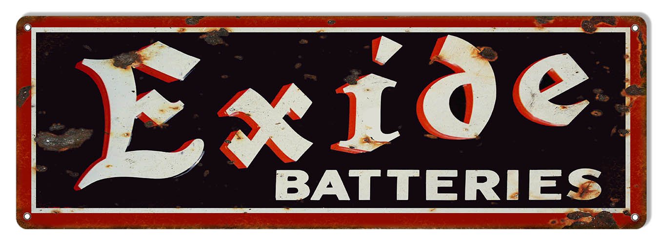 Reproduction Exide Batteries Gas Station Sign 6X18