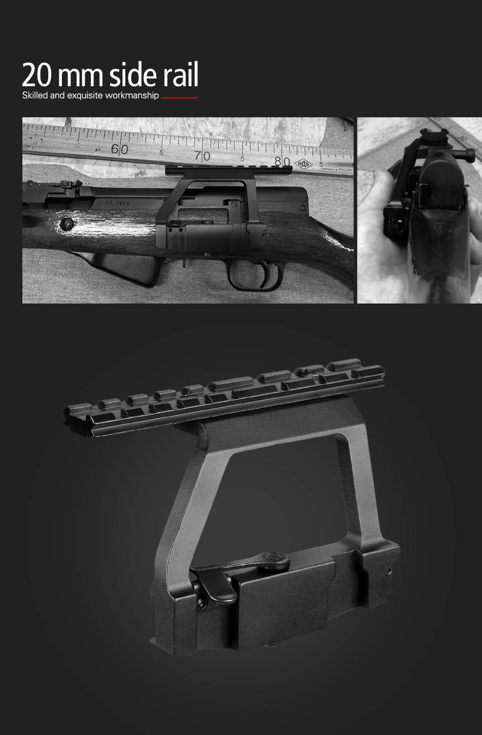 ACEXIER Tactical AK 74U Mount sgancio rapido 20mm AK Side Rail Lock Scope Base di Montaggio per AK 74U Rifle Hunting & CS Battle