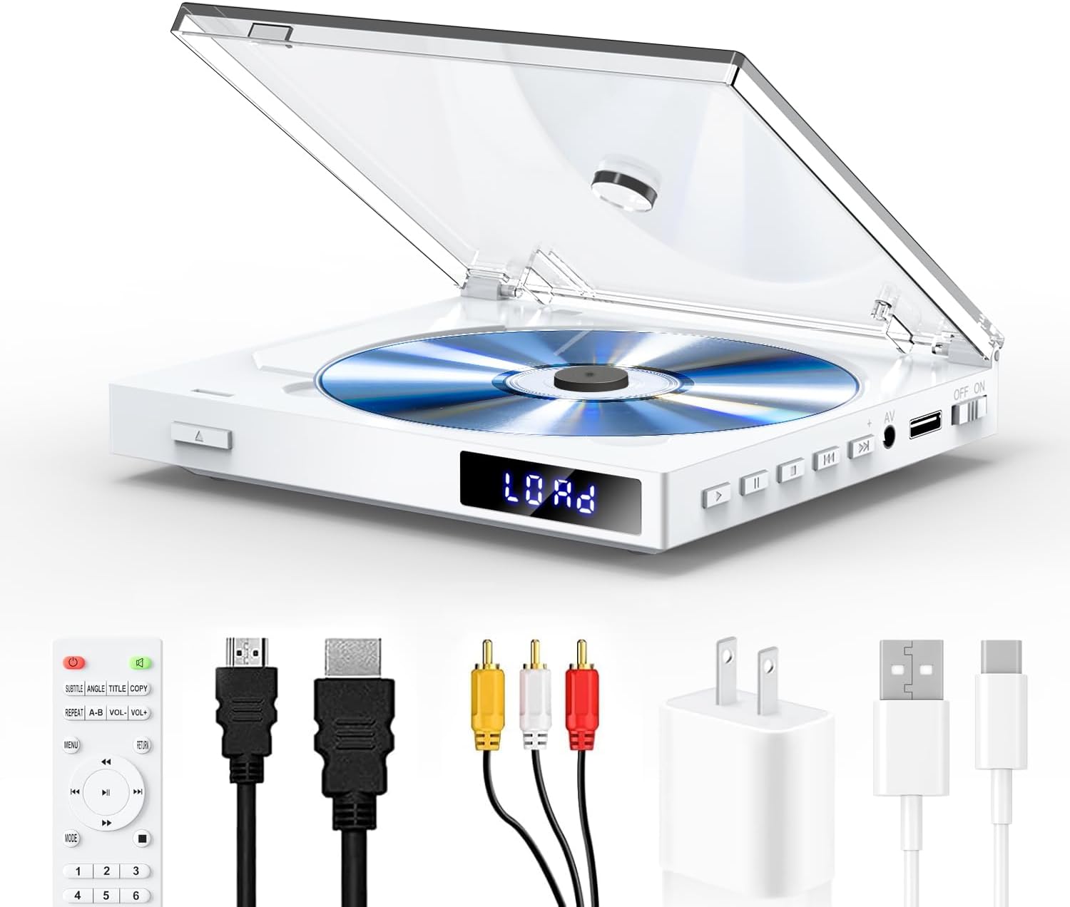 Mini DVD Players with USB Port, HDMI/RCA Output with Mini DVD Players for TV, Supports All Region NTSC/PAL up to 1080P, USB Input Design, Include Remote Control