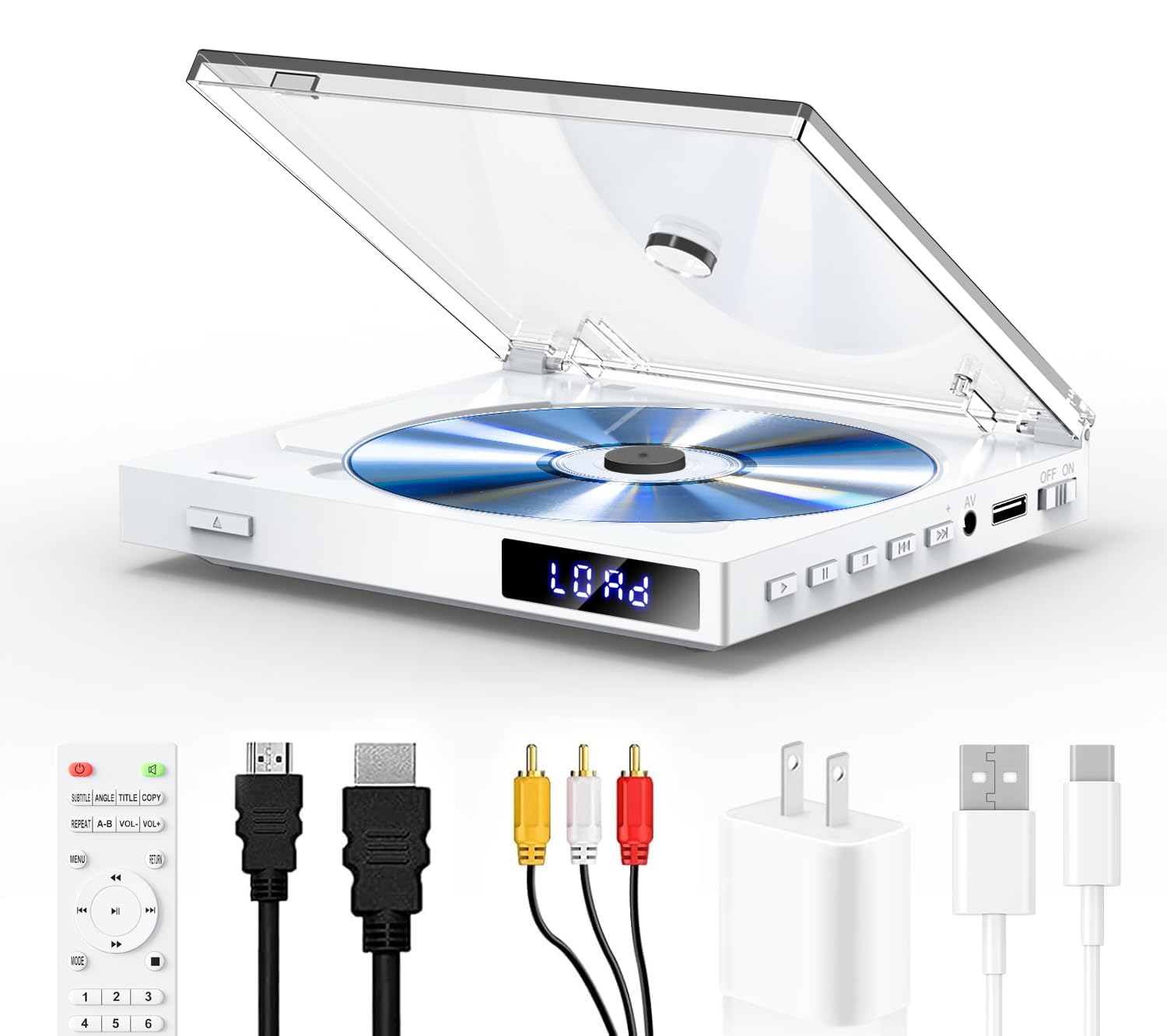 Mini DVD Players with USB Port, HDMI/RCA Output with Mini DVD Players for TV, Supports All Region NTSC/PAL up to 1080P, USB Input Design, Include Remote Control