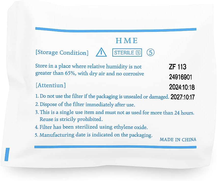 6 Tracheostomy Filter Heat Moisture Exchanger HMEs Humidifier Supplies. Individually Packaged.