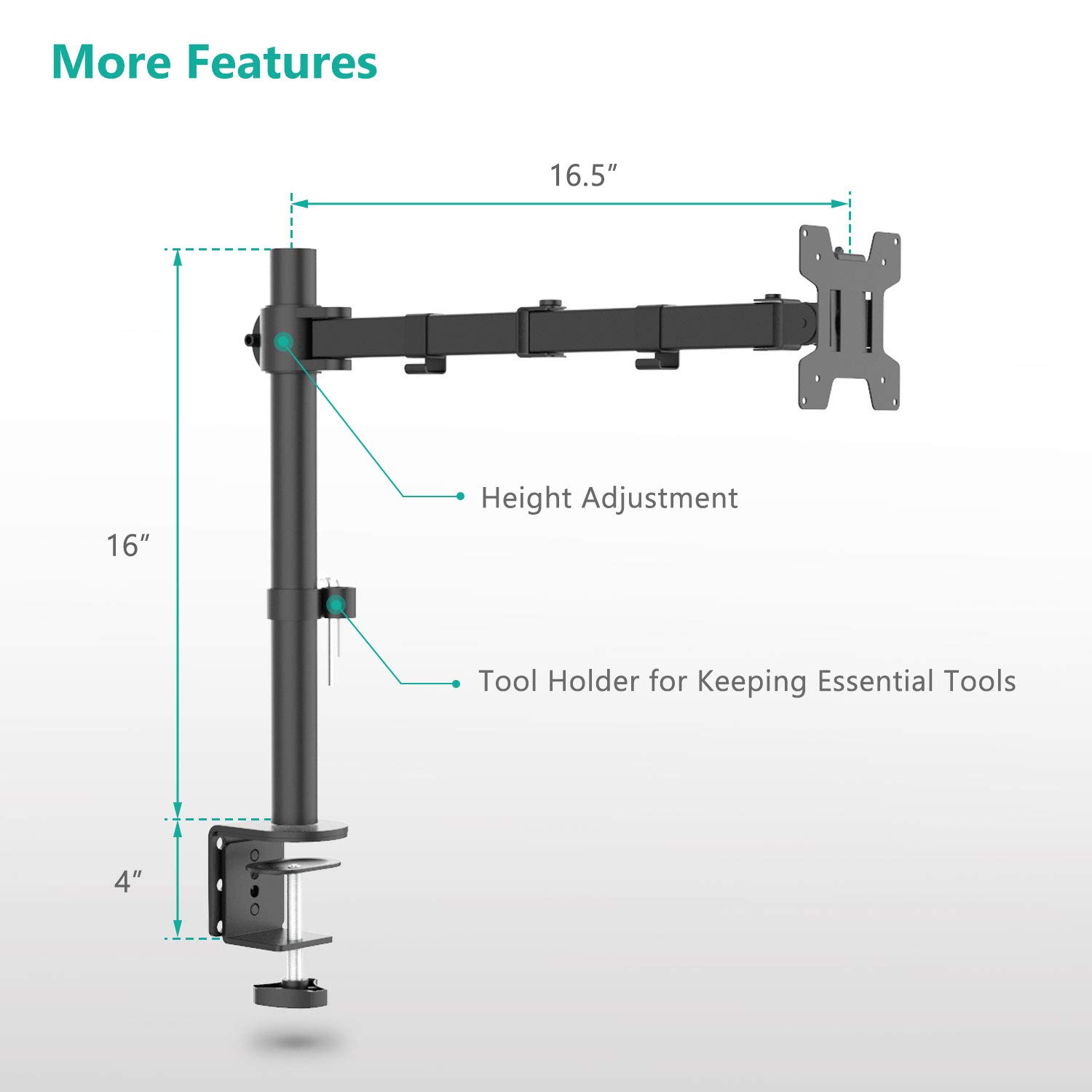 WALI Monitor Arm Mount for Desk, Single VESA Computer Desk Mount ...