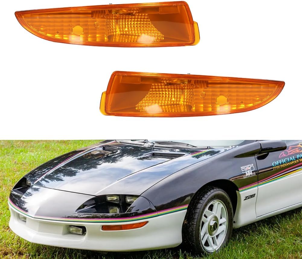 For 1993 1994 1995 1996 1997 1998 1999 2000 2001 2002 Chevy Camaro Front Bumper Signal Side Marker housing Amber Lens 5978552 5978551 GM2521146 GM2520146
