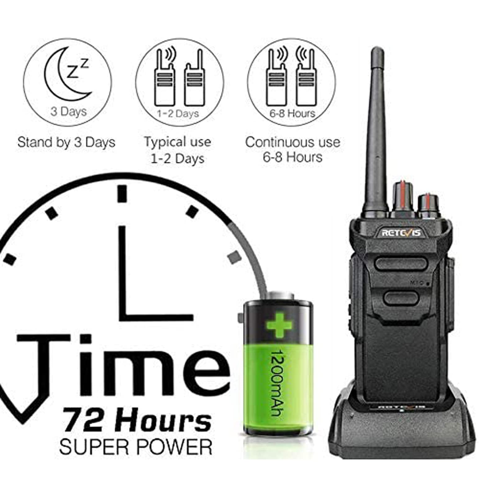 Retevis RT648 Walkie Talkie IP67 Wasserdicht, Professionelles Funkgerä | mit 6-Wege Ladegerät, PMR446, VOX, Robustes Walkie Talkie mit Großer Reichweite für Baustelle, Schule (6 Stück, Schwarz