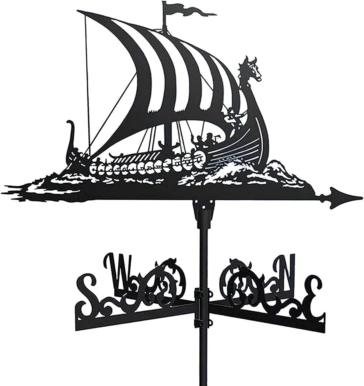 COAECJ Weathervane for Roof Metal Weathervane with Battleship Ornament, Weather Vane Sailboat Ship Weathercock Wind Direction for House Garden