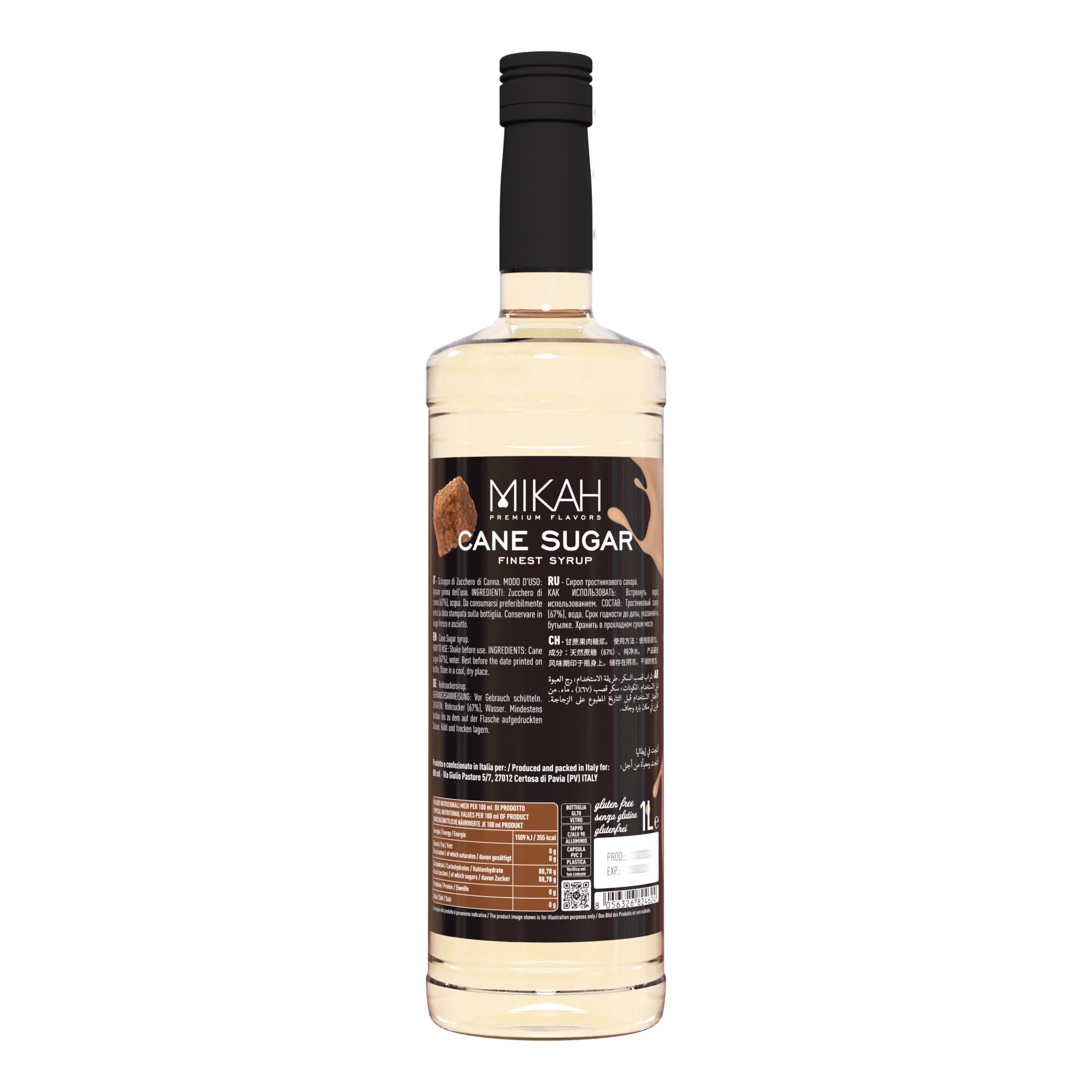 Mikah - Premium Flavors - Sugar Dog (Azúcar de Caña) | Jarabe para bebidas y postres | Uso profesional | 1 litro (1000 ml)
