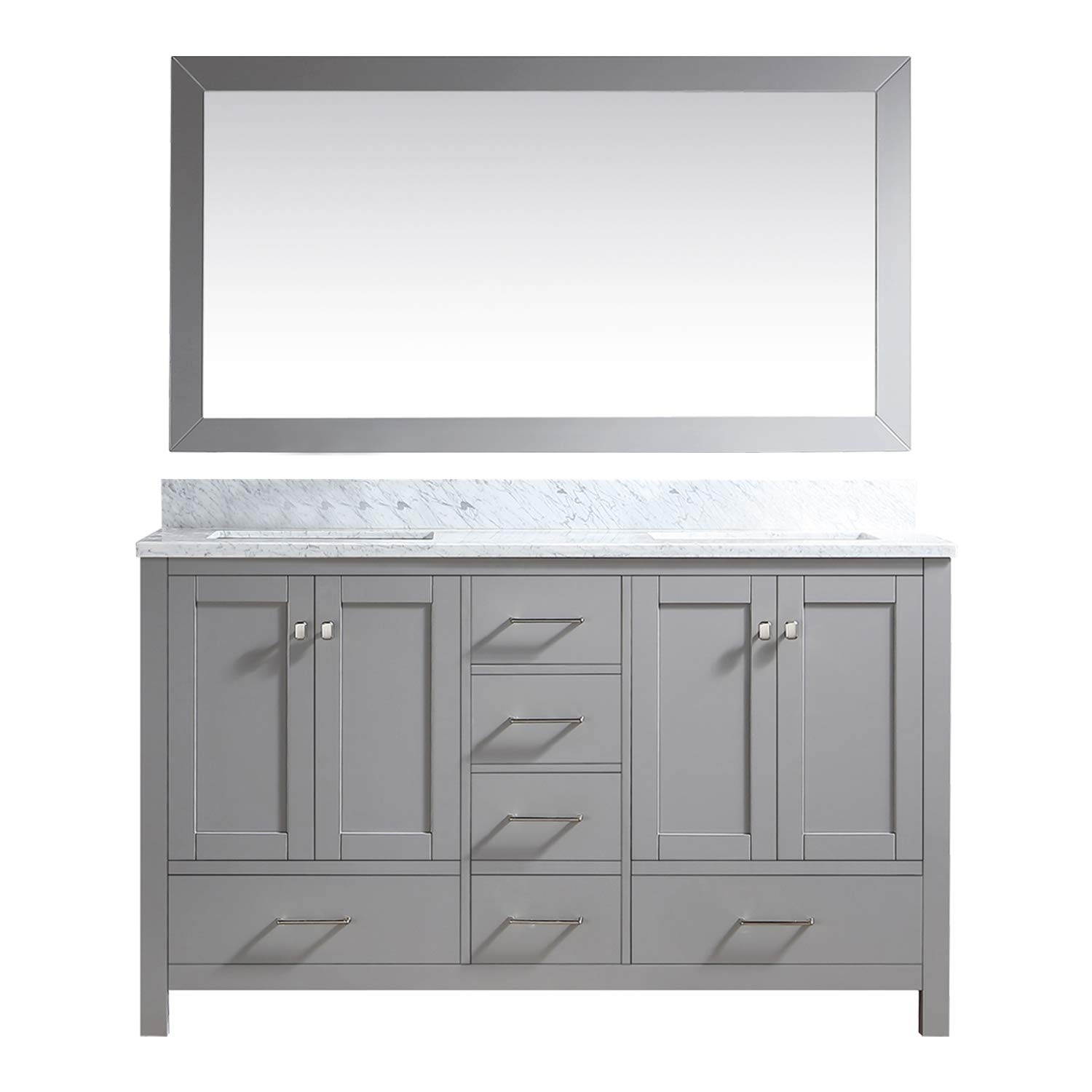 Buy EQLOO 60" Grey Square Double Sink Bathroom Vanity Compact Set 4