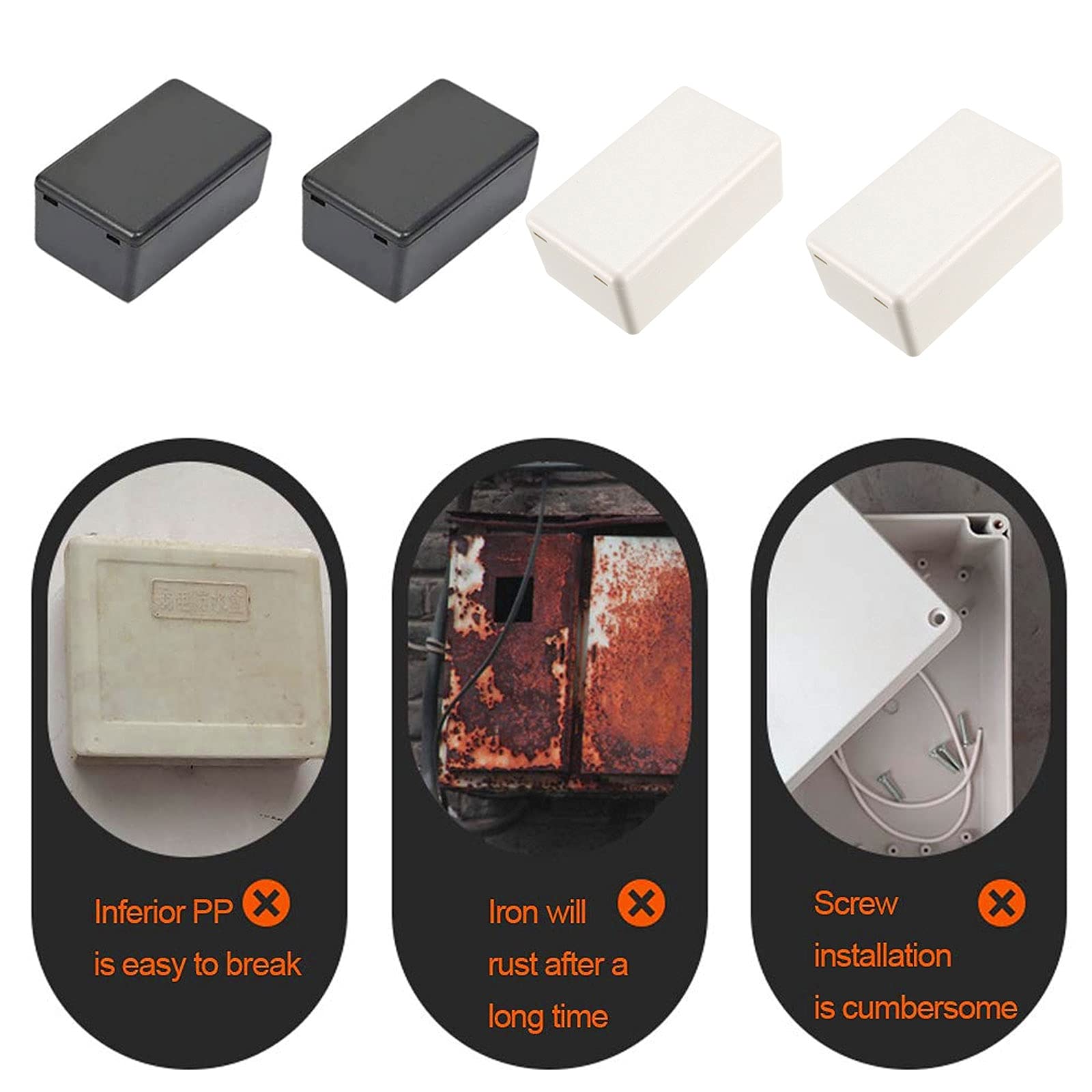 12pcs Junction Box Housing Black Waterproof Electrical Enclosures Plastic Junction Project Box Plastic Electronic Project Box Housing Instrument Case Junction Box Module Housing 60* 35*25 mm - Image 2