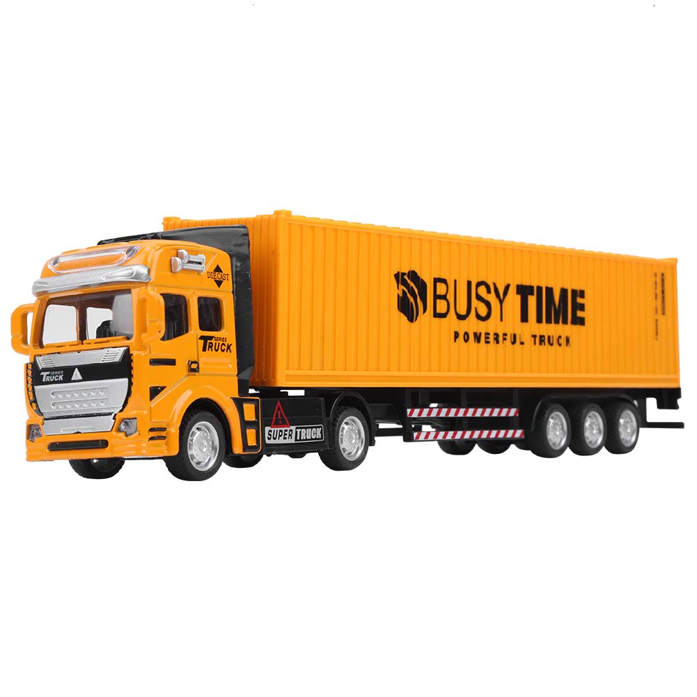 Pull Back Alloy Container Truck Toy, Simulation Easy to Operate, Detachable Exquisite Container Car Toy, Birthday Gifts(yellow, cargo truck)