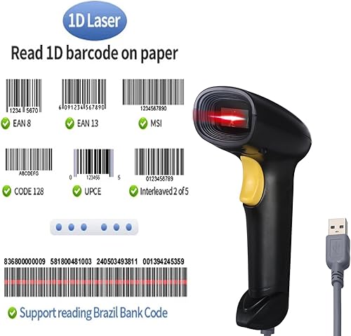 Miniatura 7 de El escáner del código de barras del USB del PDA ató con alambre el lector de código de barras 1D para el supermercado, tienda de conveniencia,