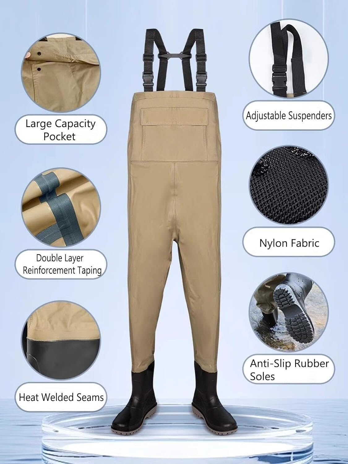 Wodery na klatkę piersiową Wodery na biodra Nylonowe buty do bioder dla kobiet, gruba podeszwa z wołowiny, lekkie, wodoodporne buty(Green,7.5)