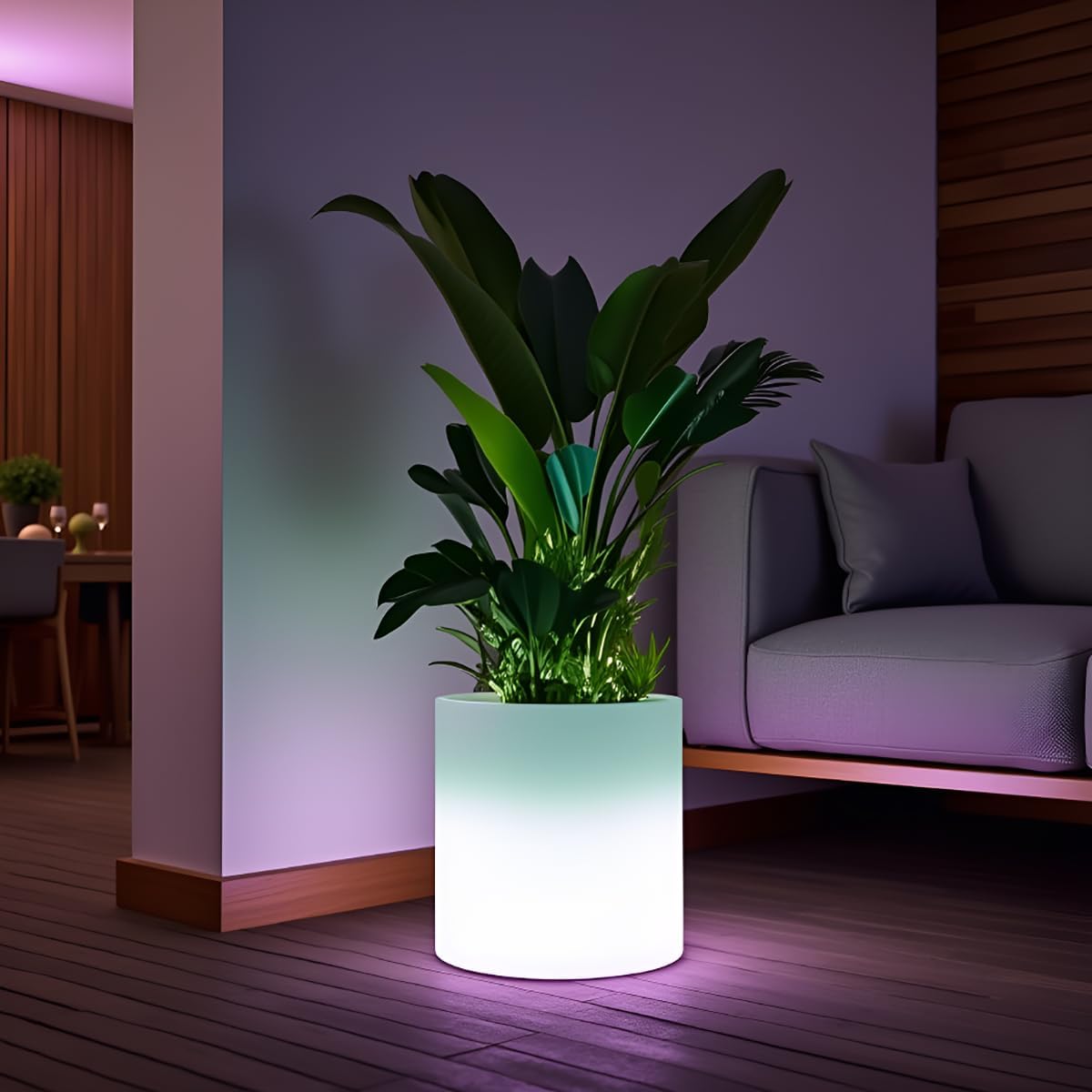 Mr.Go 16-inch LED Flower Pot Light w/Remote, RGB Color Changing Colorful Cylinder Flowerpot, Rechargeable Lighted Planter & Ice Bucket for Home Decor, Garden, Party, Wedding, Gifts