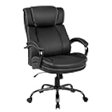 Big and Tall Office Chair 500lbs Wide Seat Ergonomic PU Leather Desk Chair Adjustable Rolling Swivel Executive Computer Chair with Lumbar Support Headrest Task Office Chairs for Heavy People (Black)