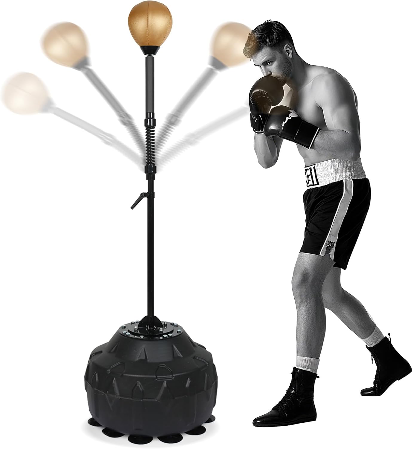 Reflex Ball Speed Bag Punching Bag Free Standing Boxing Bag Reinforced Spring Strong Durable Relief Stress Ball with Adjustable Height