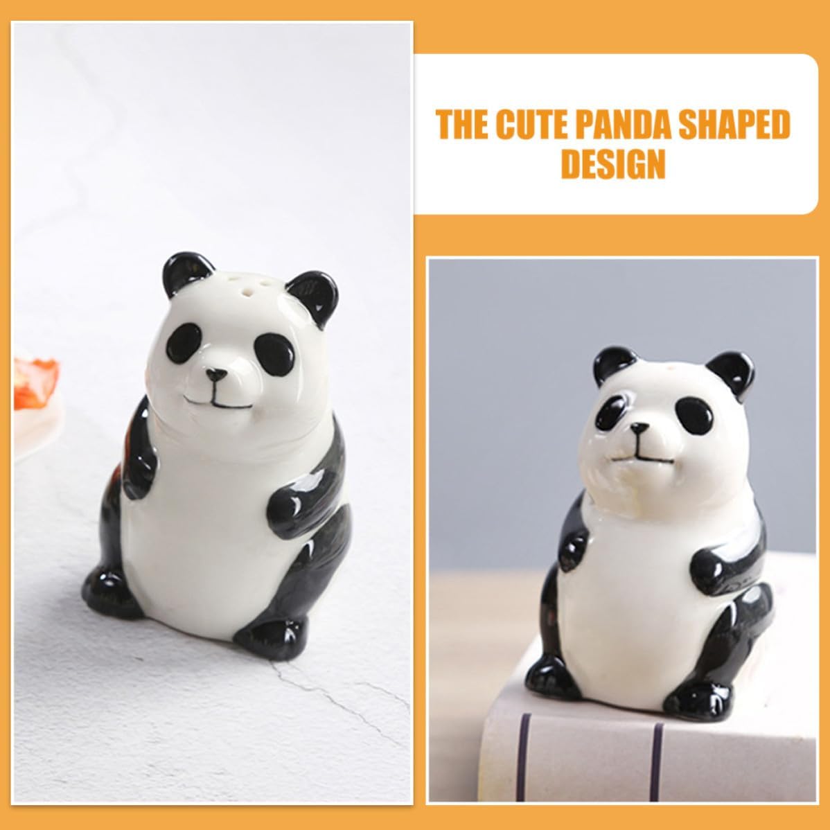 Xmas Ceramic Panda Seasoning Jar for Salt Pepper Kitchen Use