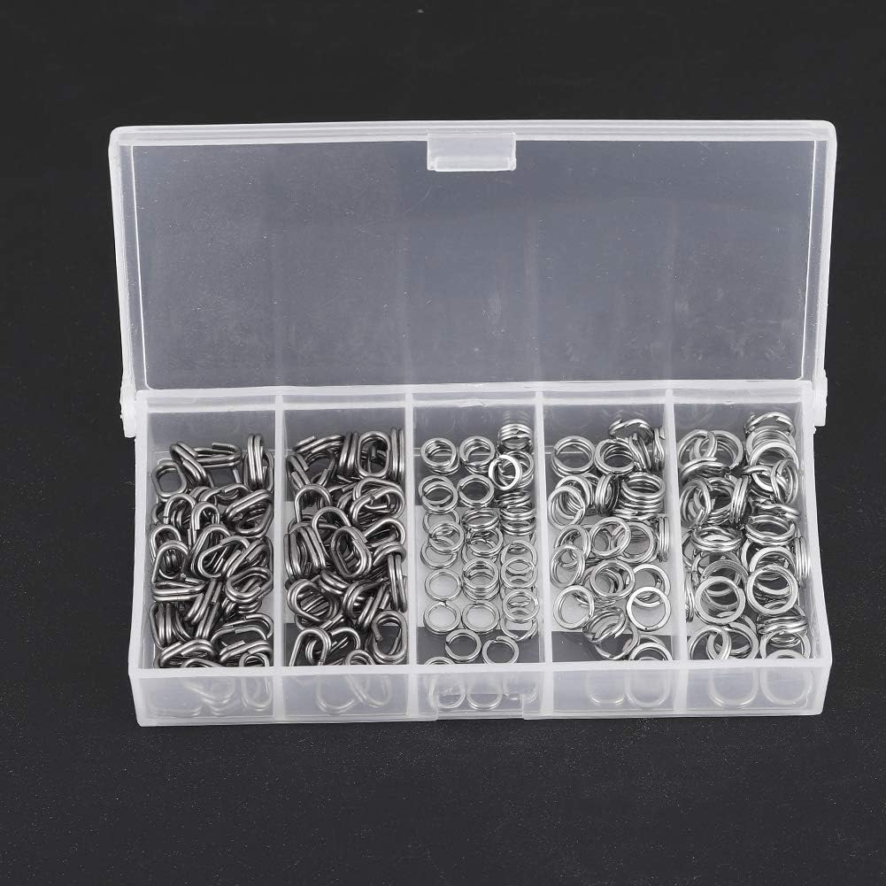 VGEBY 200 Pcs Split Ring, Stainless Steel Fishing Tackle Ring Chain Connector Fish Hook Supplies