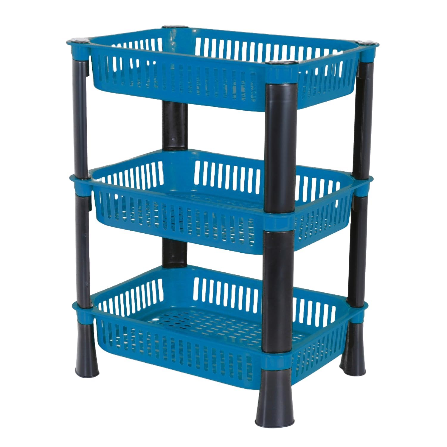 Entisia Multi Layer Storage Rack Stand - Multi Purpose Vegetable Storage Rack, Plastic Space Saving Basket Organizer for Office, Bedroom, Kitchen, Living Room (Blue, 3 Layer Storage Rack Stand) (B0CRVQST2M) Amazon Price History, Amazon Price Tracker