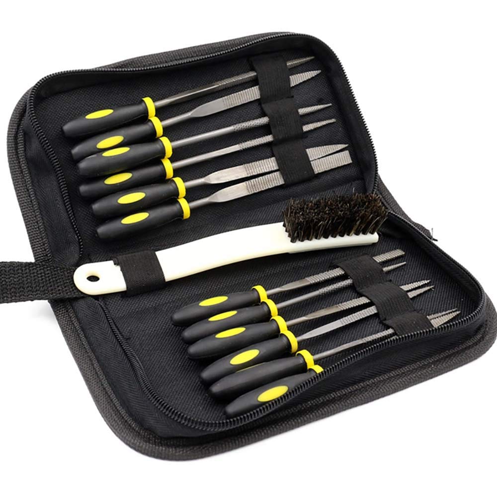 Juego de 48 limas de aguja, herramienta de limas de madera con cepillo de limpieza y funda de transporte, herramienta de mano ideal para trabajos de madera y metal, lima de metal DIY