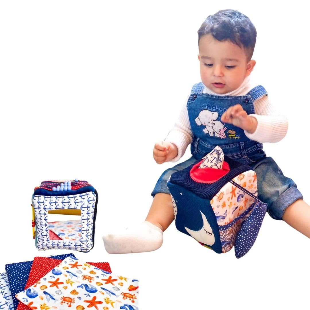 Activity Cube for Toddlers 6 Month +,Peek & Seek Sensory Discovery Cube, Selfie Mirror, Early Fine Motor Skills Development, Best Travel Toy, First Birthday Gift for Children 6 Month + (Nautical) (B0CW1HP6W5) Amazon Price History, Amazon Price Tracker