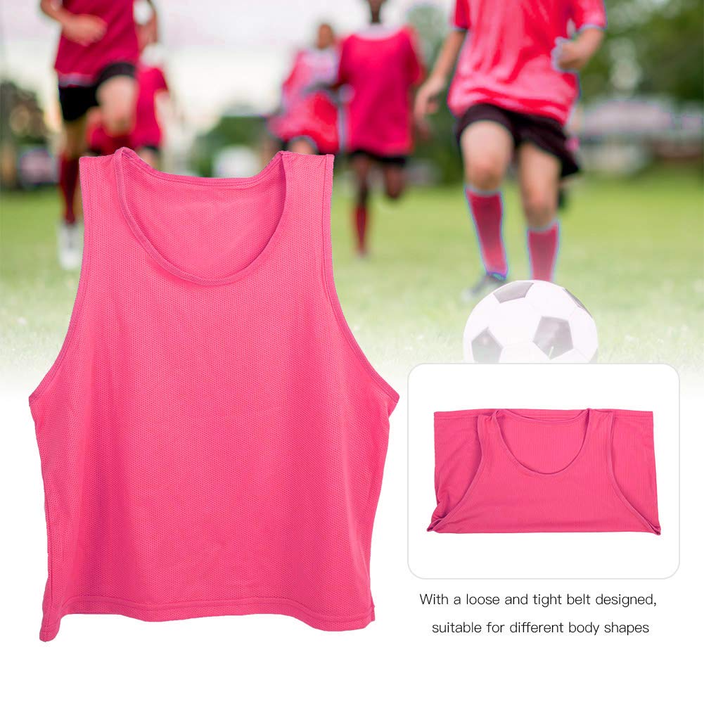 Gavigain 12Pcs Kids Soccer Training Vest,Large Mesh Breathable Children Football Training Exercise Vest Rose Red One Size