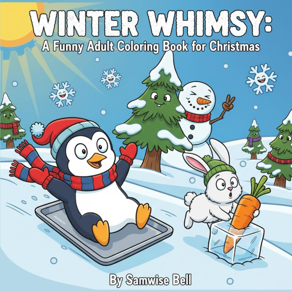 Winter Whimsy: A Funny Adult Coloring Book for Christmas: Funny & Whimsical Holiday Scenes with Penguins, Foxes, Bears, Mooses, Snowmen & More | For ... Stress Relief | A Perfect Christmas Gift Idea