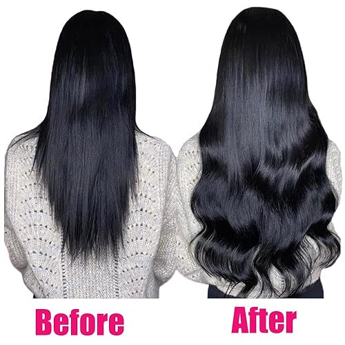 Miniatura 6 de Sisily Extensiones de cabello humano real con pinzas, 24 pulgadas, 6.35 oz, 7 piezas de extensiones de cabello humano con clip, color negro