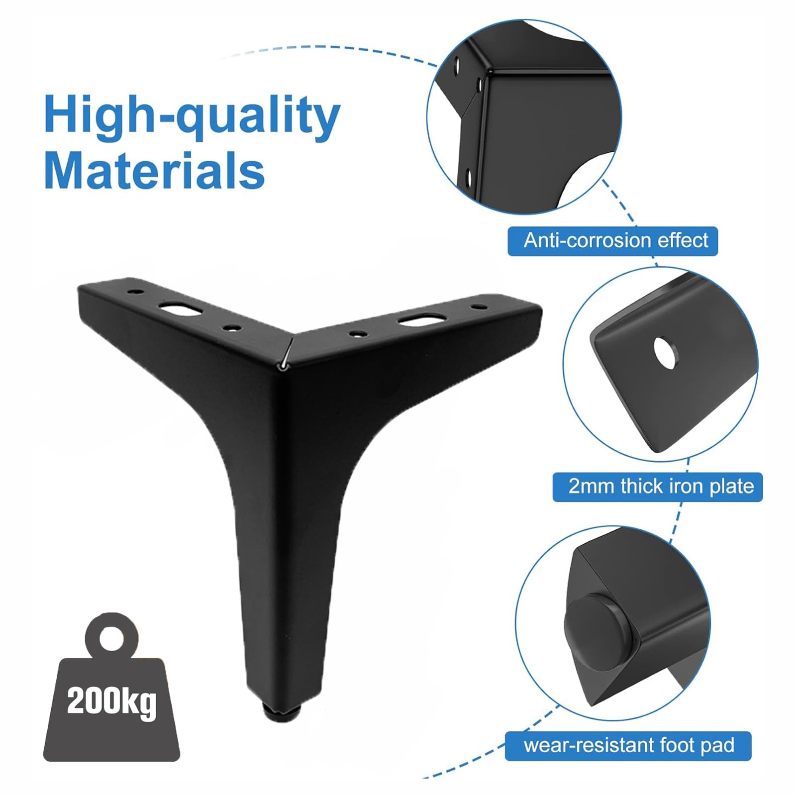 LSRVNM 8 Pcs 10cm Metal Furniture Legs, Modern Style Furniture Sofa Legs, DIY Replacement Furniture Feet - Image 3