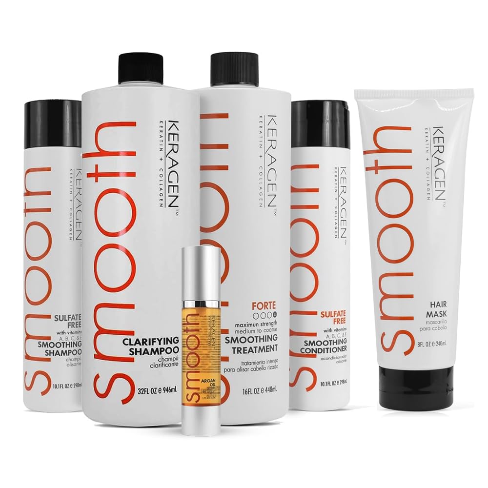 KERAGEN Brazilian Keratin Hair Treatment Kit & Moisturizing Mask Combo, 8 Oz – Sulfate-Free Anti-Frizz Solution for Dry & Damaged Hair, Repairs & Restores