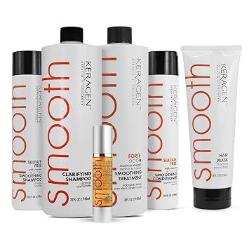 KERAGEN Brazilian Keratin Hair Treatment Kit & Moisturizing Mask Combo, 8 Oz - Sulfate-Free Anti-Frizz Solution for Dry & Damaged Hair, Repairs & Restores
